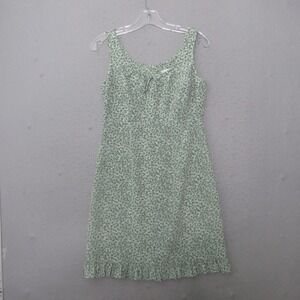 Vintage Giorgio Fiorlini Dress Green Floral Ruffle Milkmaid 90s Y2K Mini Cottage